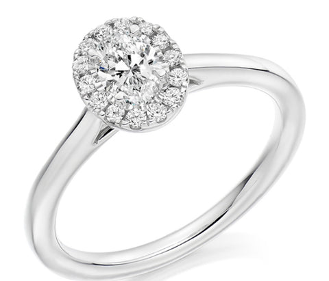 Platinum 0.50ct Oval Diamond Ring with Halo
