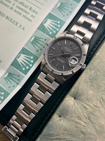 Rolex Oyster Perpetual Date 34MM Grey Dial (1991 Box & Papers)