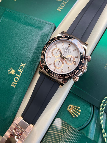 Rolex Daytona Rose Gold Oysterflex Ivory Dial (2022 Box & Papers)