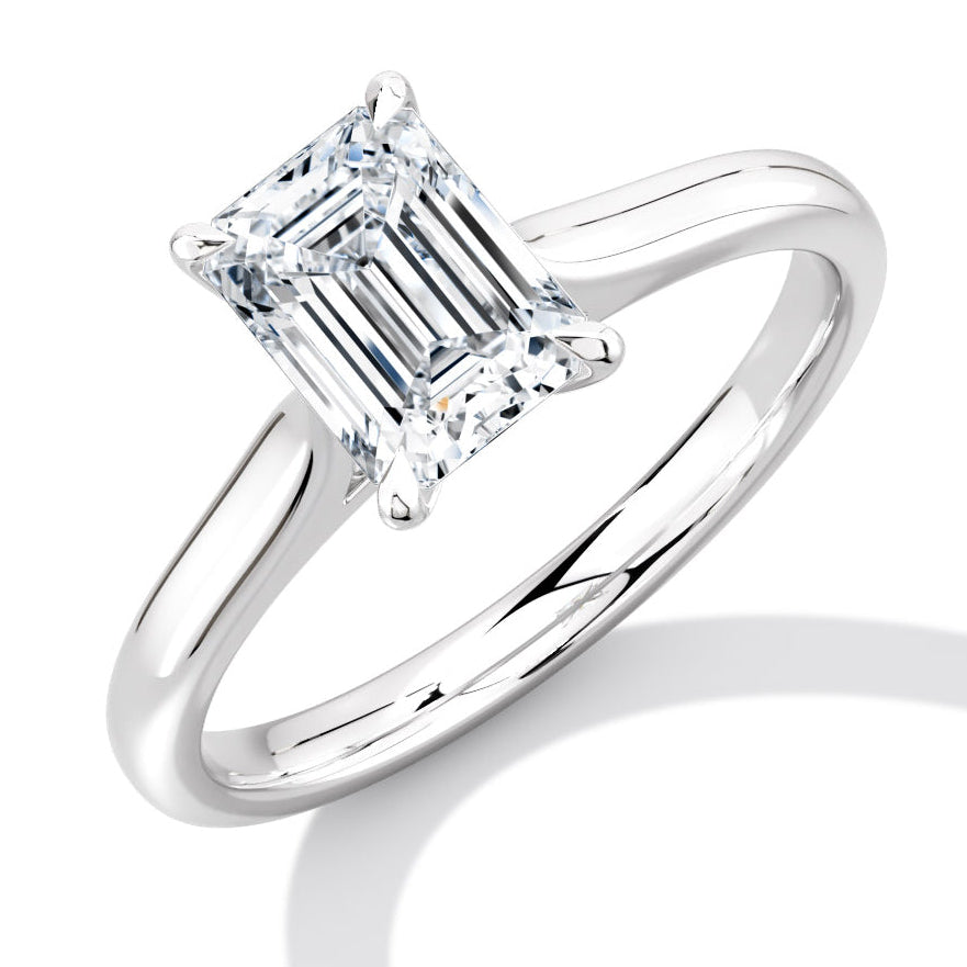 Platinum 1.55ct Emerald Cut Lab Grown Diamond Ring