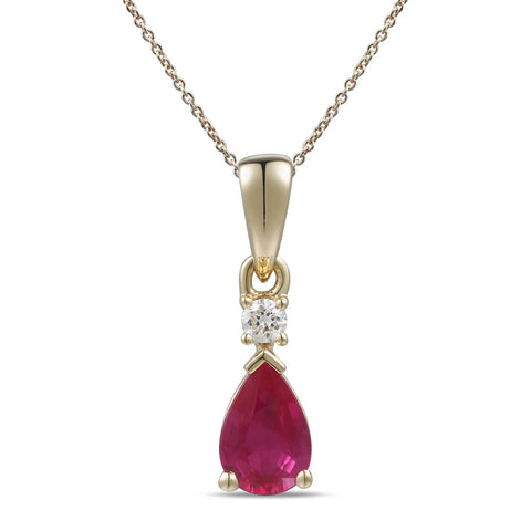 18ct Yellow Gold Pear Cut Ruby Pendant