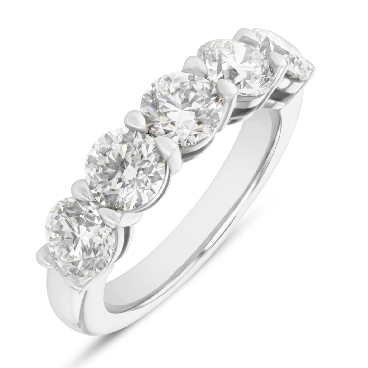 Platinum 3ct Round Brilliant Cut 5 Stone Lab Grown Diamond Ring