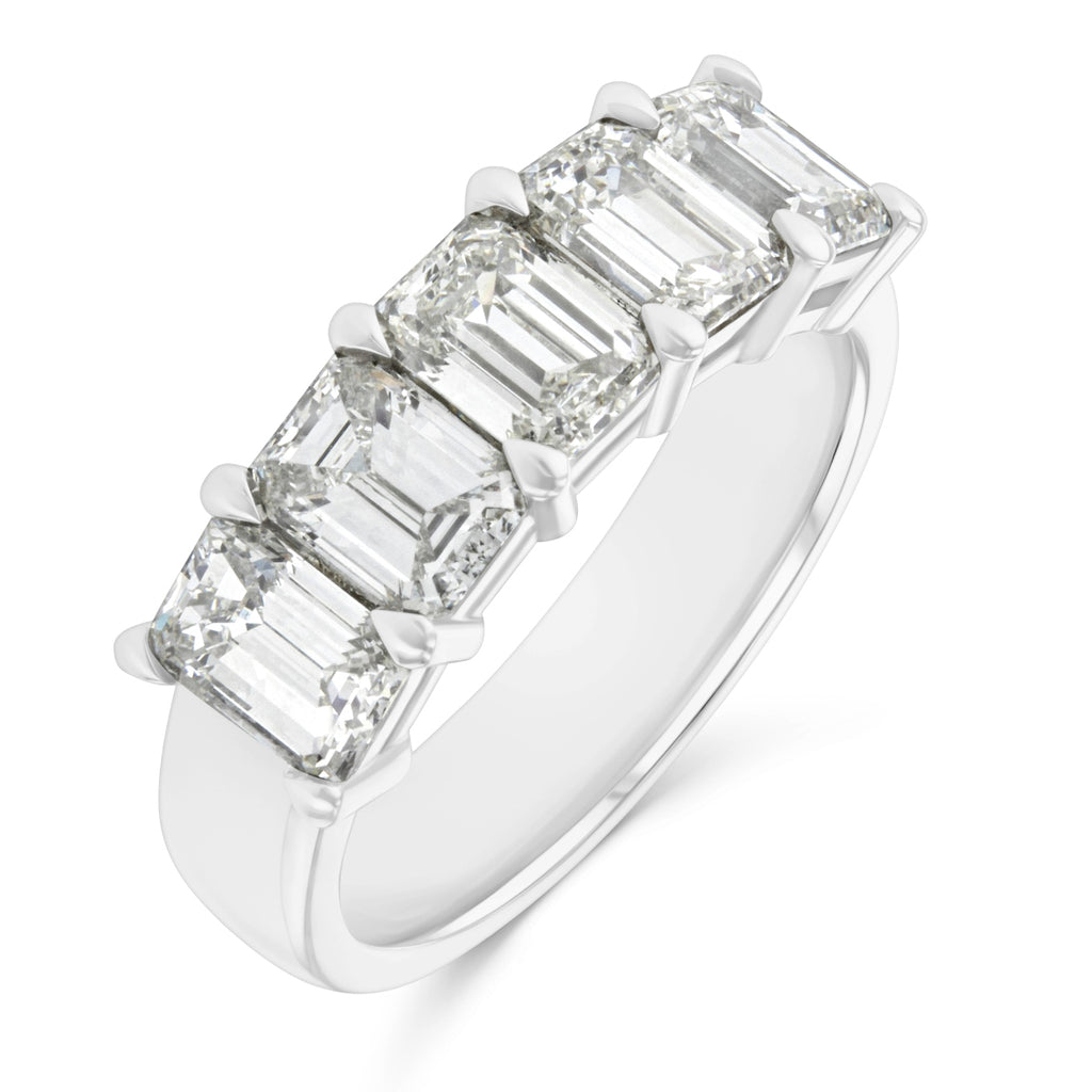 Platinum Emerald Cut 5 Stone 3ct Lab Grown Diamond Ring
