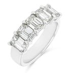 Platinum Emerald Cut 5 Stone 3ct Lab Grown Diamond Ring