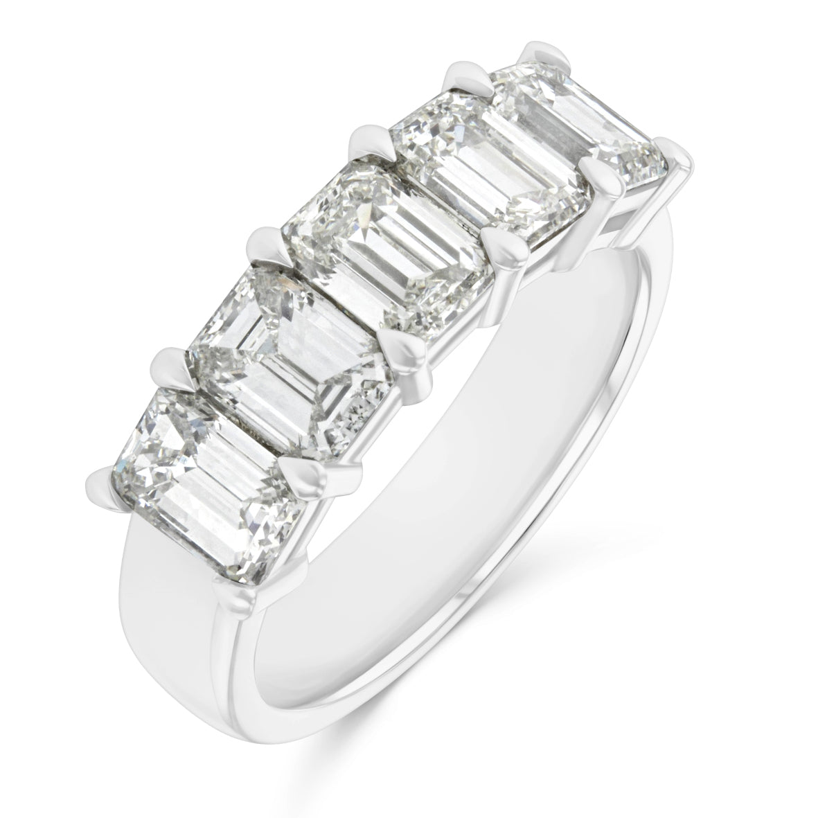 Platinum Emerald Cut 5 Stone 3ct Lab Grown Diamond Ring