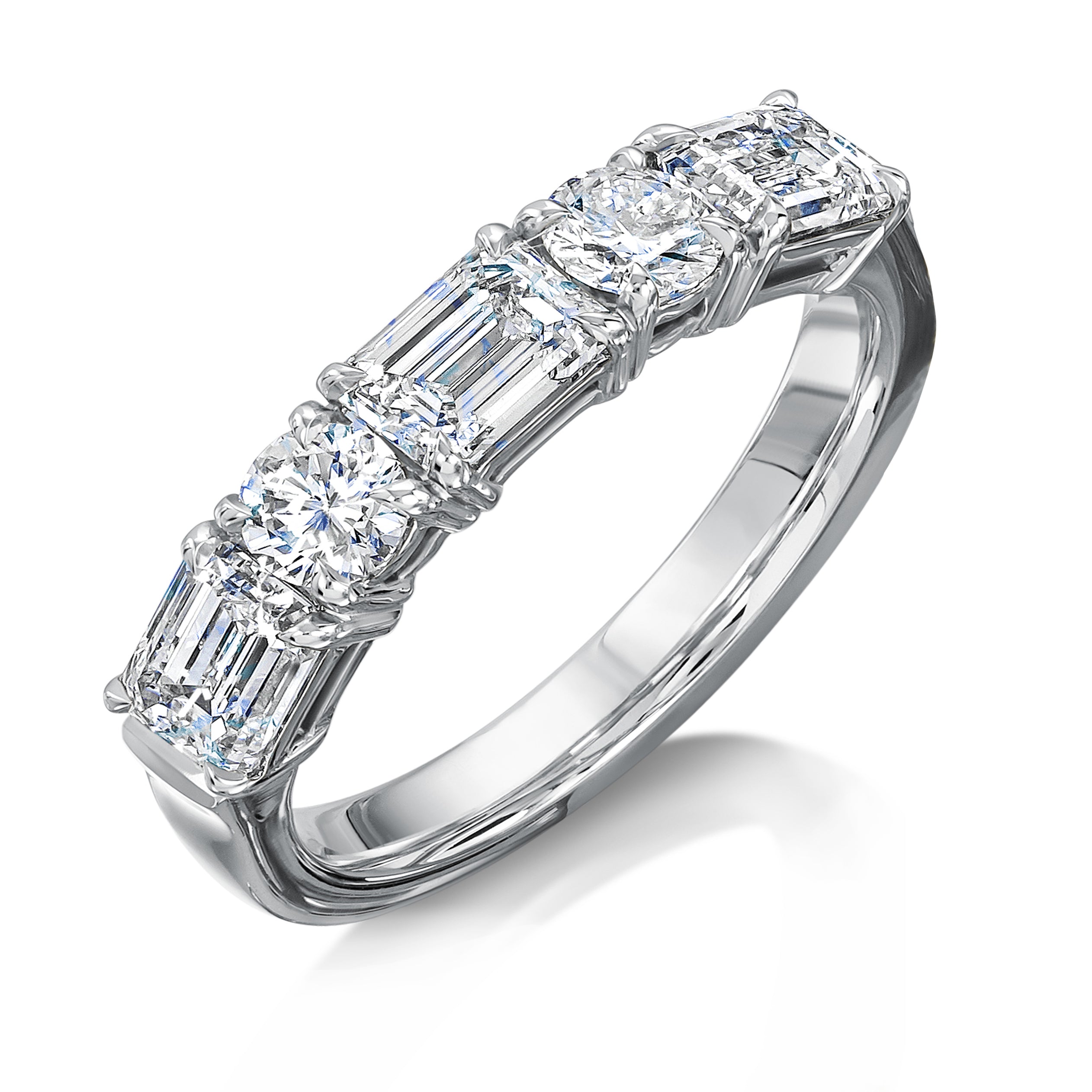 Platinum 1.90ct Emerald & Round Brilliant Cut Lab Grown Diamond Ring