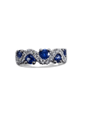 Platinum Sapphire and Diamond Wave Ring