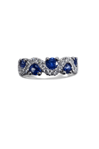 Platinum Sapphire and Diamond Wave Ring