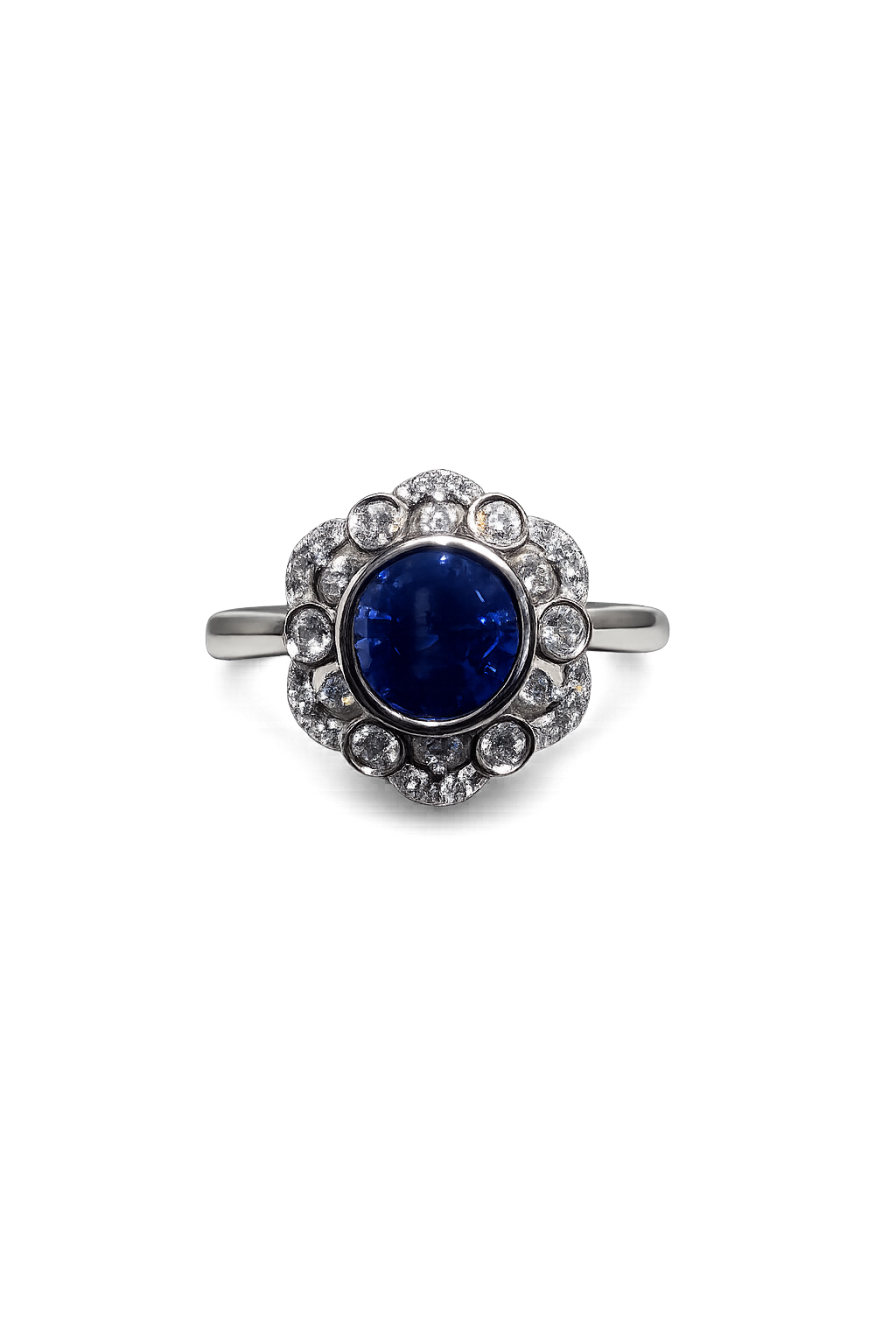 18ct White Gold Sapphire Cluster Style Ring
