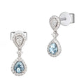 18ct White Gold Aquamarine and Diamond Drop Earrings