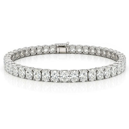 Platinum 11ct Oval Cut Lab Grown Diamond Tennis Bracelet