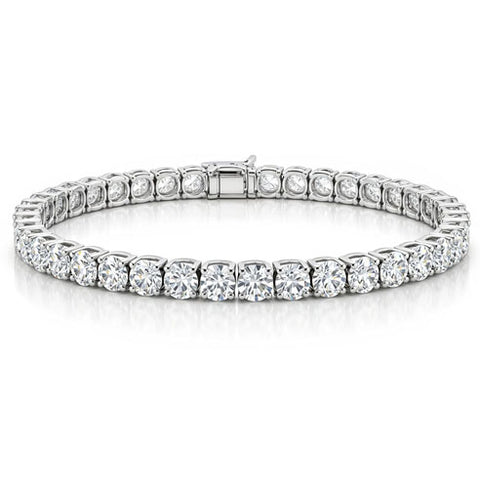 Platinum 10ct RBC Cut Lab Grown Diamond Tennis Bracelet