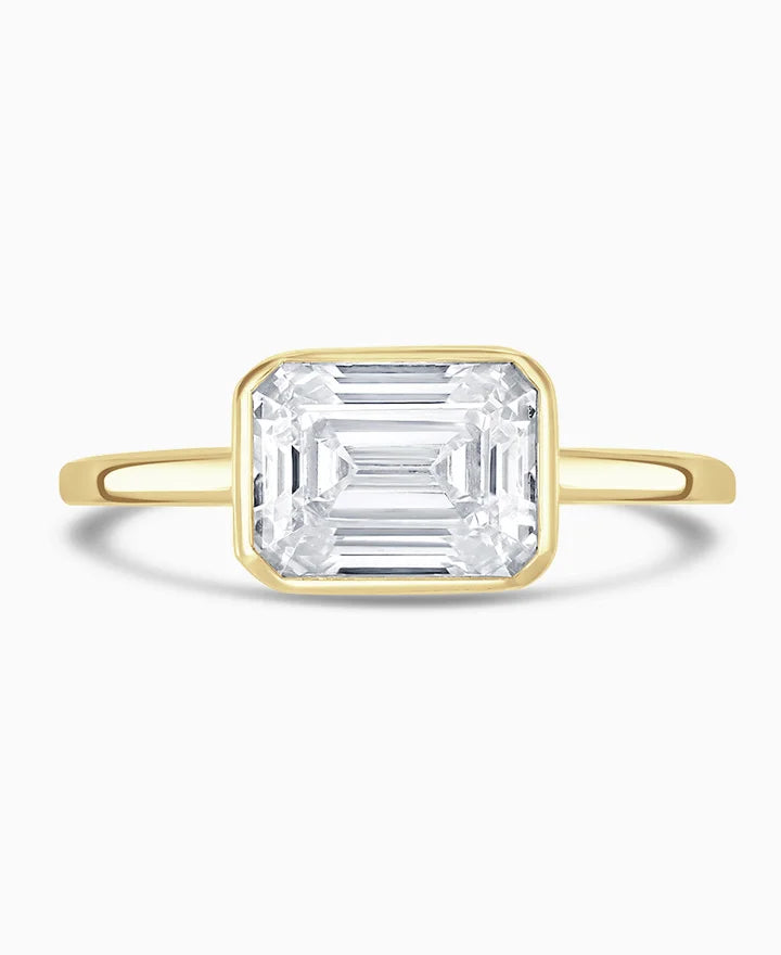 18ct Yellow Gold 1.02ct Emerald Cut Lab Grown Diamond Ring