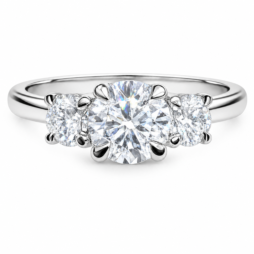 Platinum 3 stone 1.50ct total lab grown diamond ring