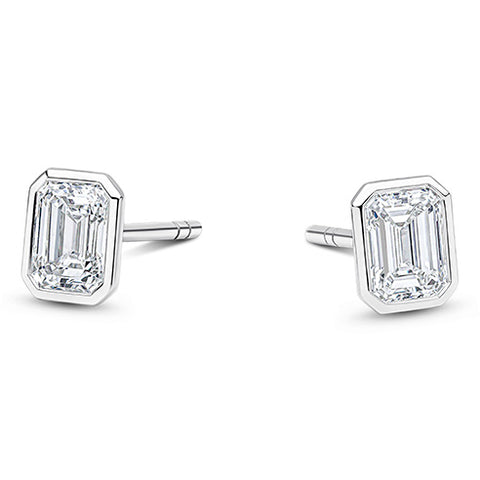 Platinum 1.04ct Emerald Cut Lab Grown Diamond Stud Earrings
