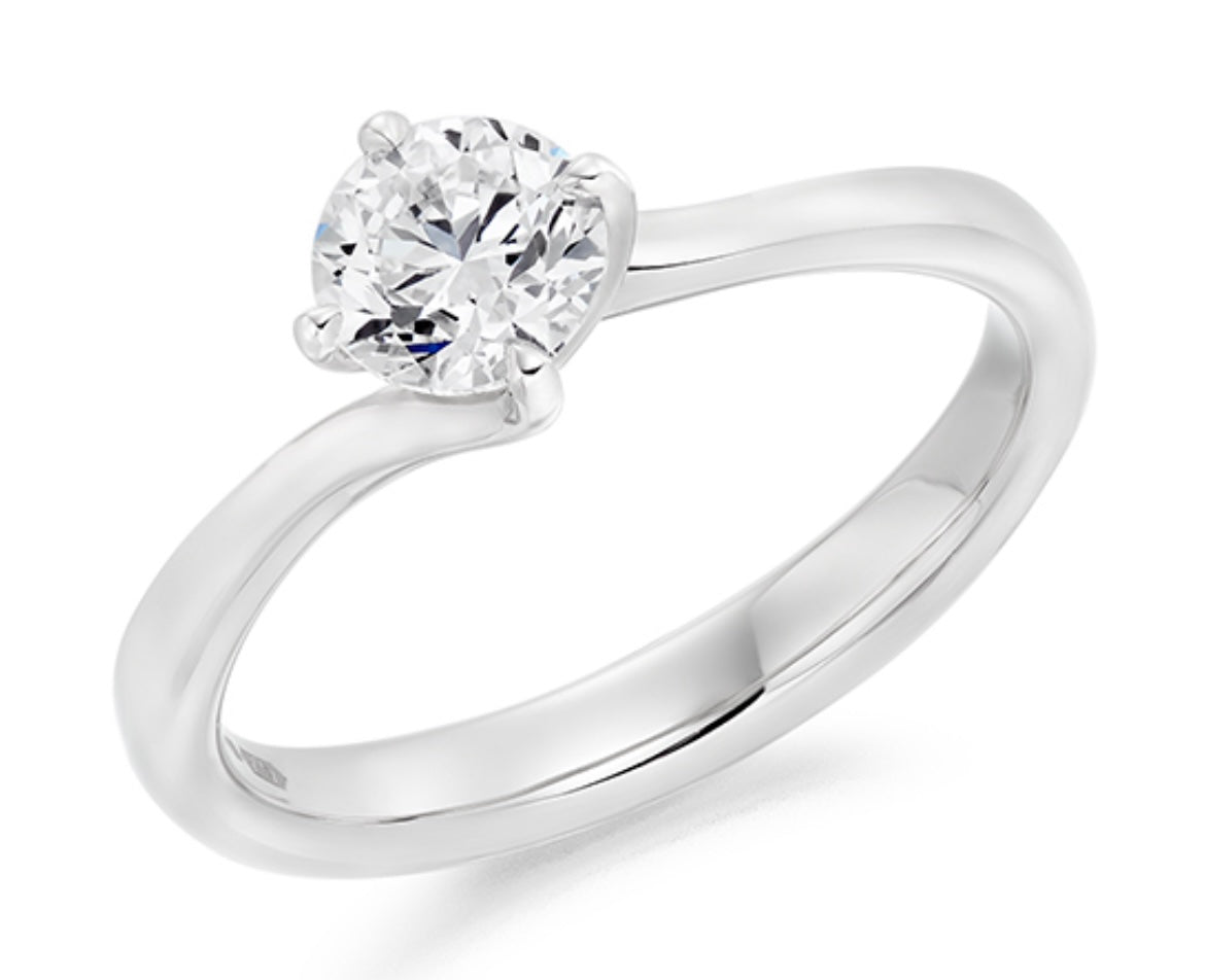 Platinum 0.70ct 4 Claw Diamond Ring