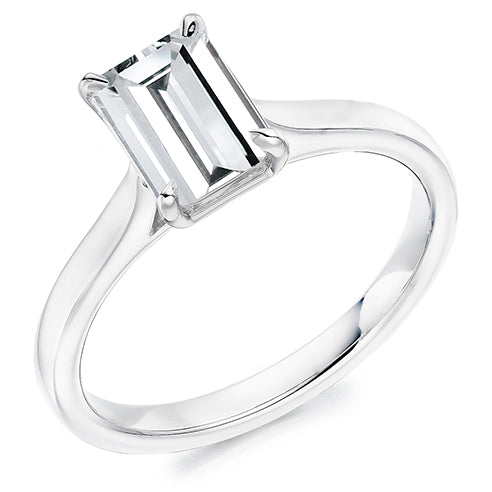 Platinum 1.55ct Emerald Cut Lab Grown Diamond Ring