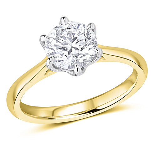 18ct Yellow Gold & Platinum 1.51ct Round Brilliant Cut Lab Grown Diamond Solitaire