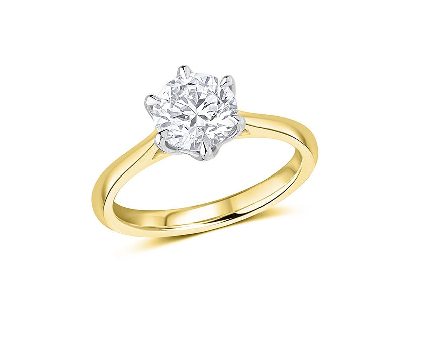 18ct Yellow Gold & Platinum 1.51ct Round Brilliant Cut Lab Grown Diamond Solitaire