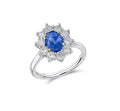 Platinum 1.50ct Sapphire and 1ct Diamond Cluster Ring