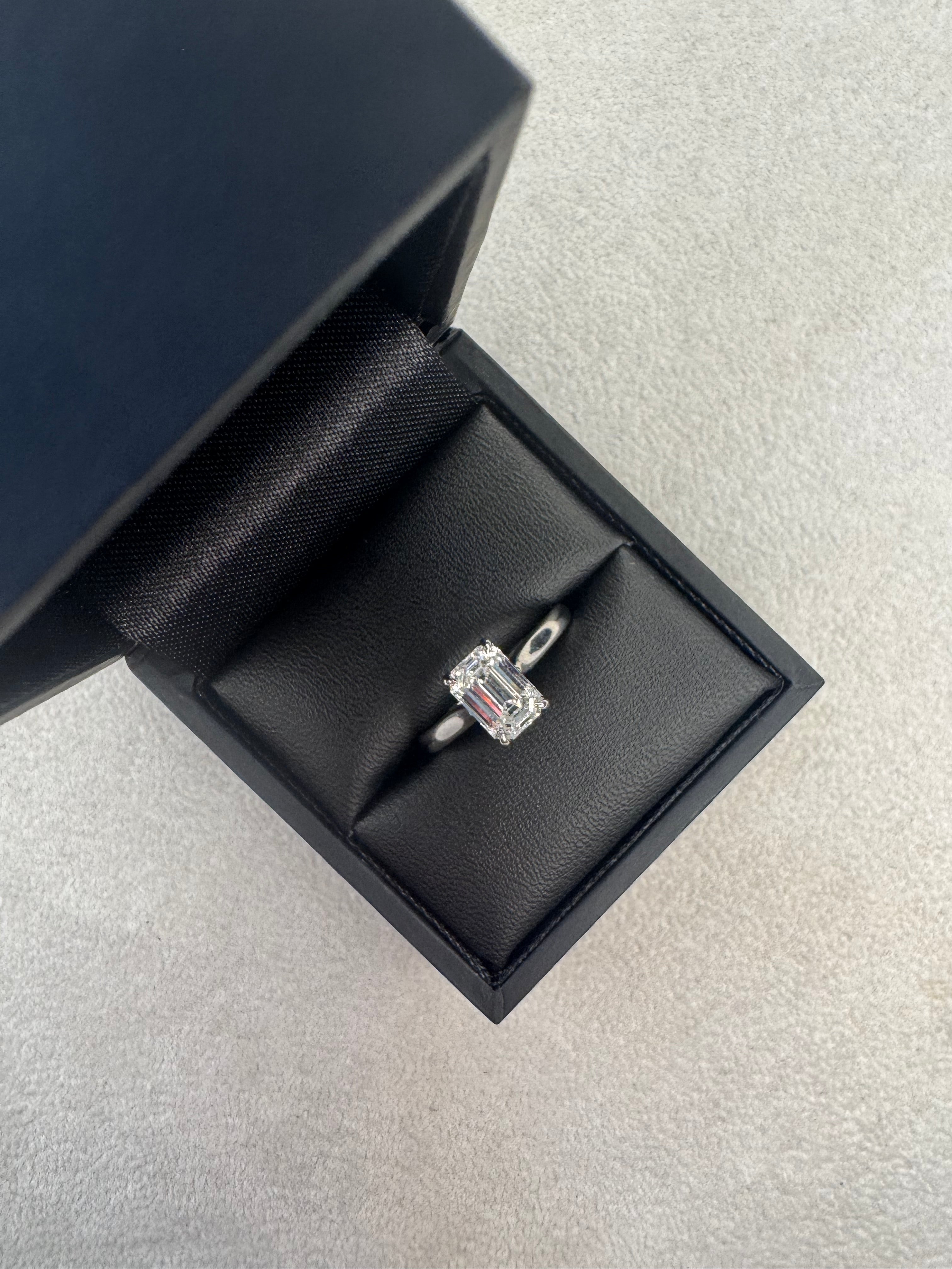 Platinum 1.55ct Emerald Cut Lab Grown Diamond Ring