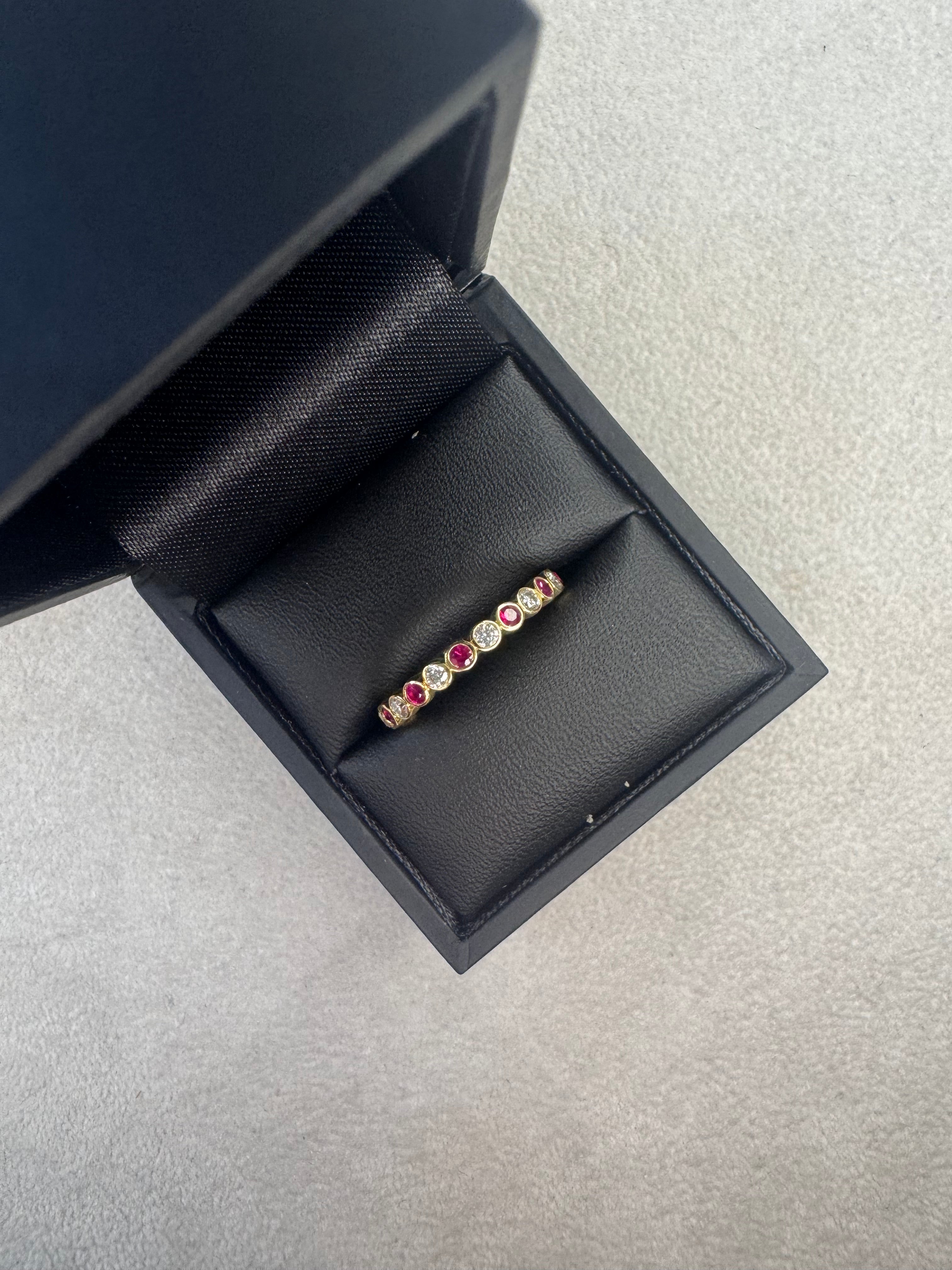 18ct Yellow Gold Ruby & Diamond Full Eternity Ring