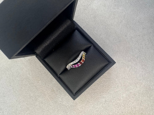 18ct White Gold Multi Sapphire Ring