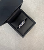 Platinum Sapphire and Diamond Wave Ring