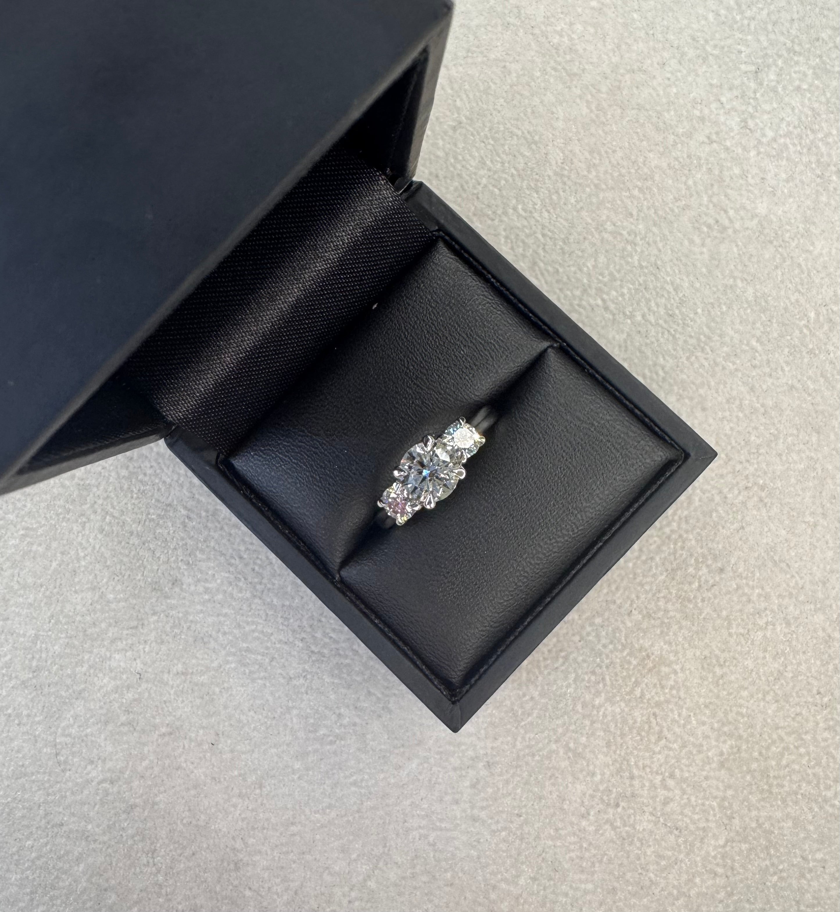 Platinum 3 stone 1.50ct total lab grown diamond ring