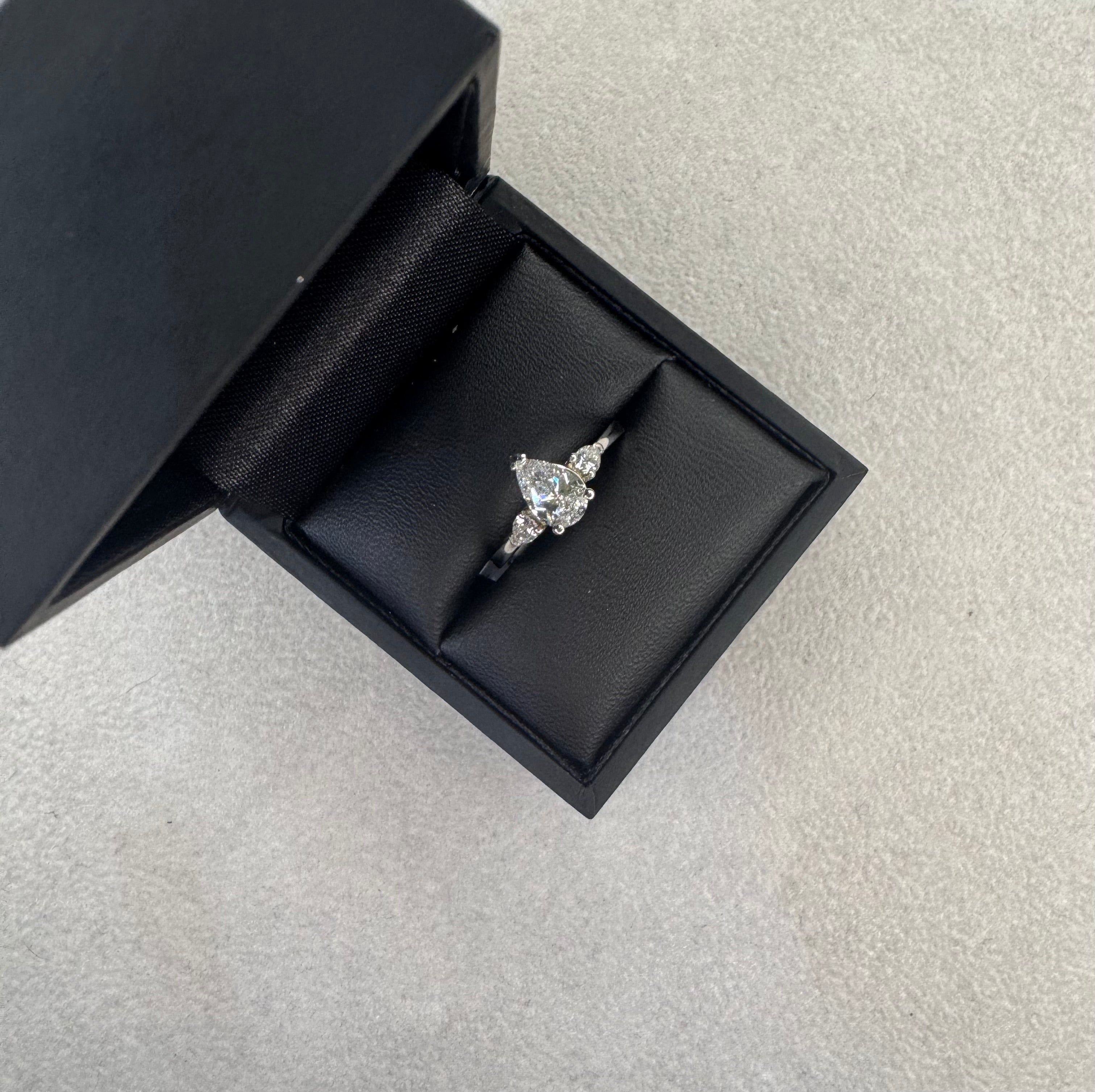 Platinum Pear Cut Diamond 3 Stone Ring