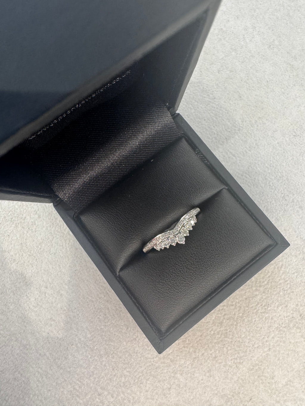 Platinum 0.30ct Wishbone Style Diamond Half Eternity Ring