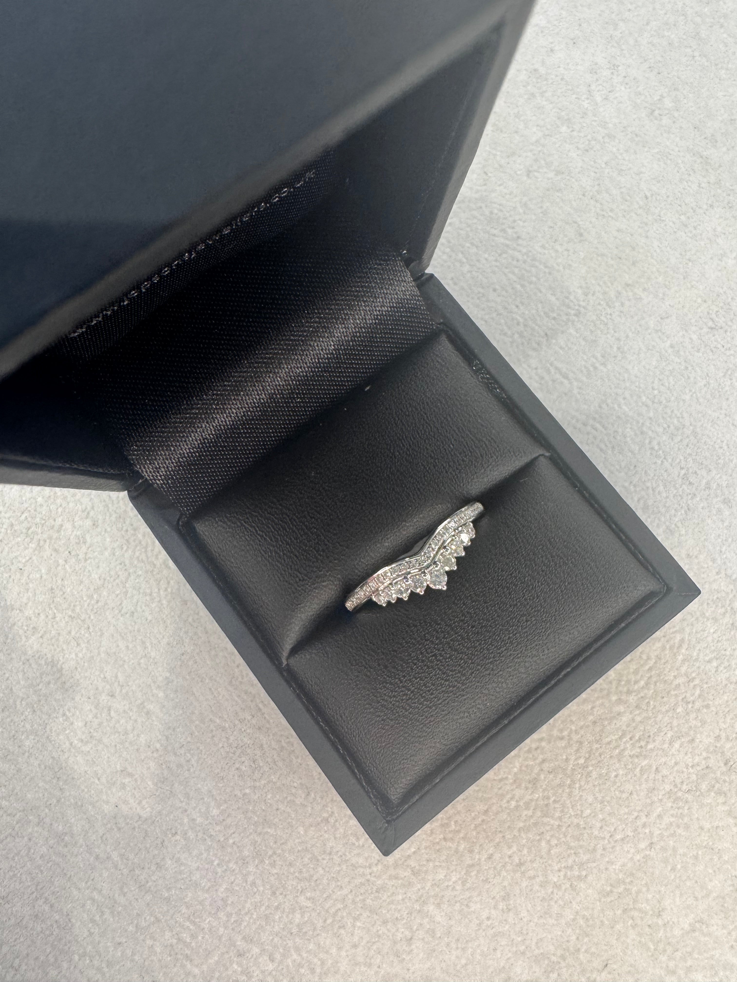 Platinum 0.30ct Wishbone Style Diamond Half Eternity Ring