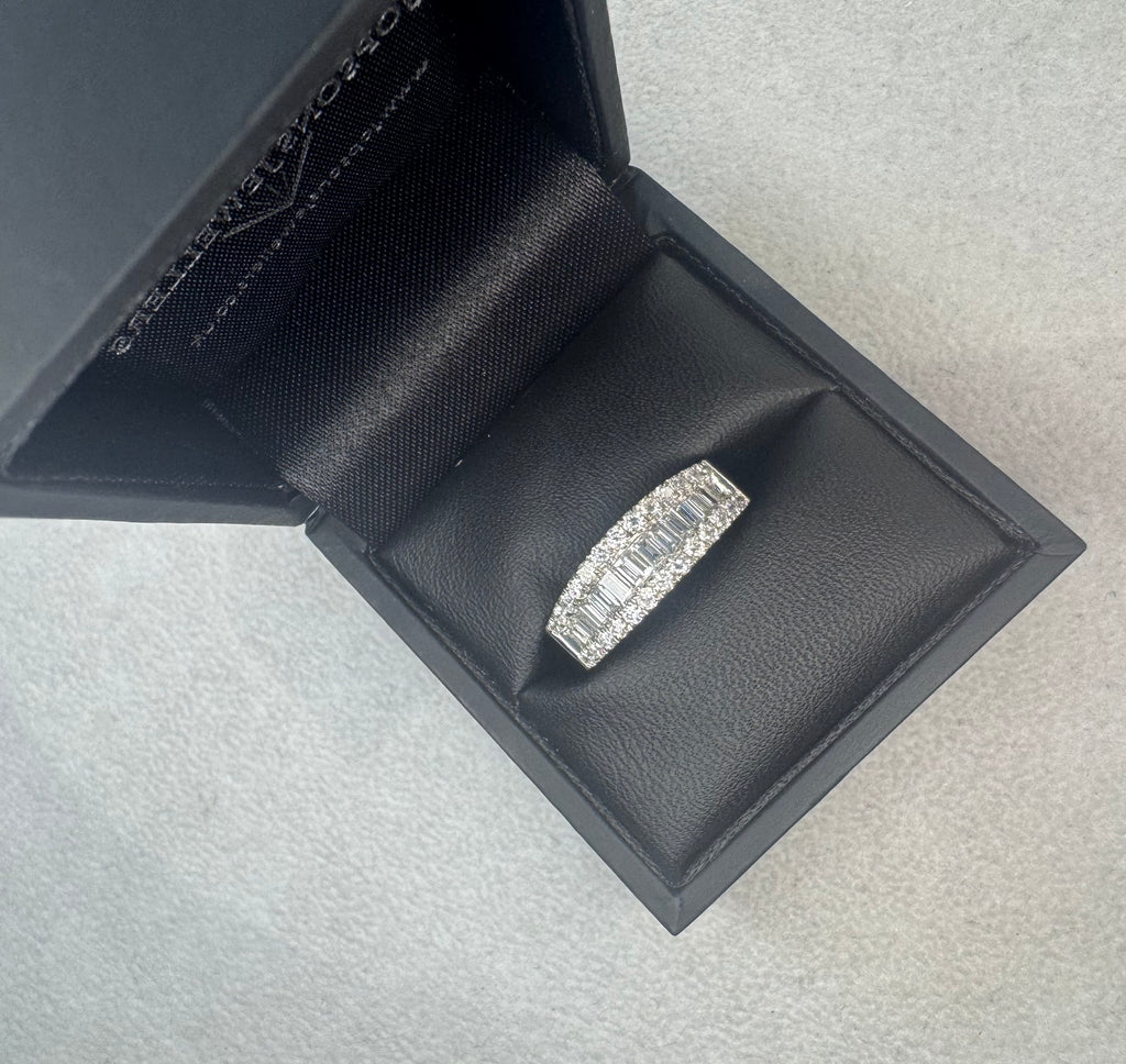 Platinum 1.06ct Baguette and Round Brilliant Cut Diamond Half Eternity Ring