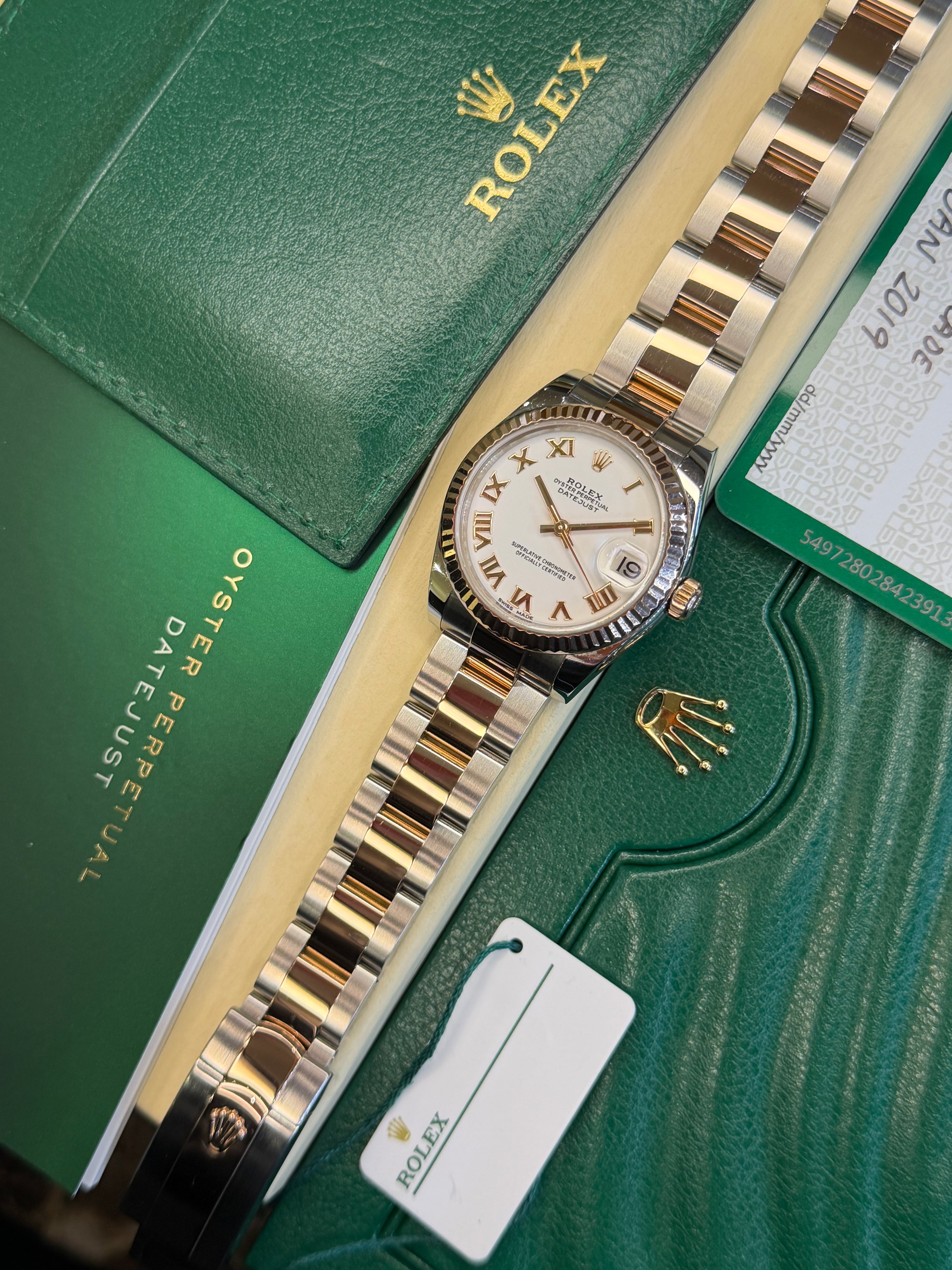 Rolex Datejust 31 Steel & Rose White Roman (2019 Full Set)