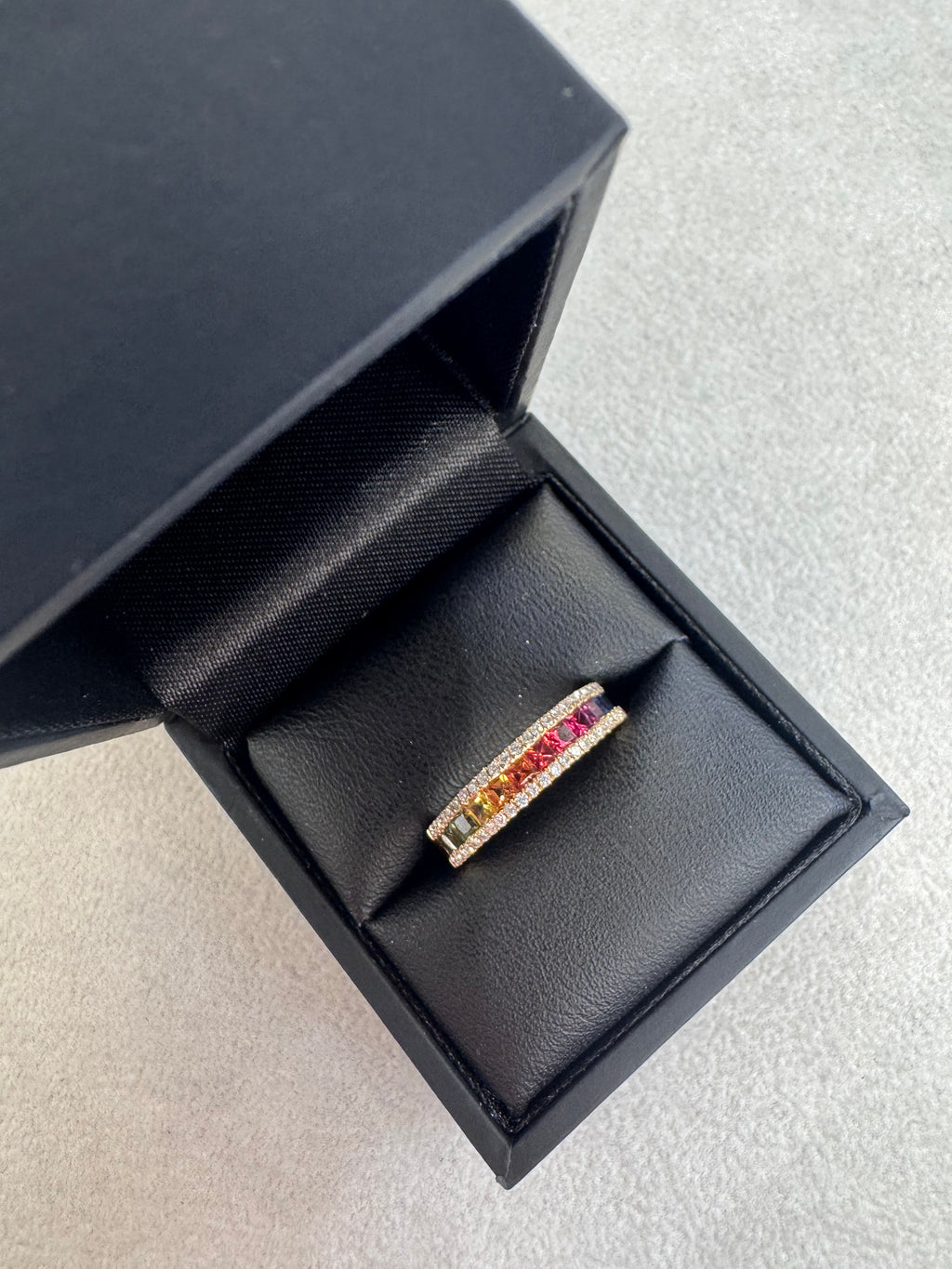 18ct Rose Gold 0.94ct Multi Coloured Sapphire and Diamond Ring