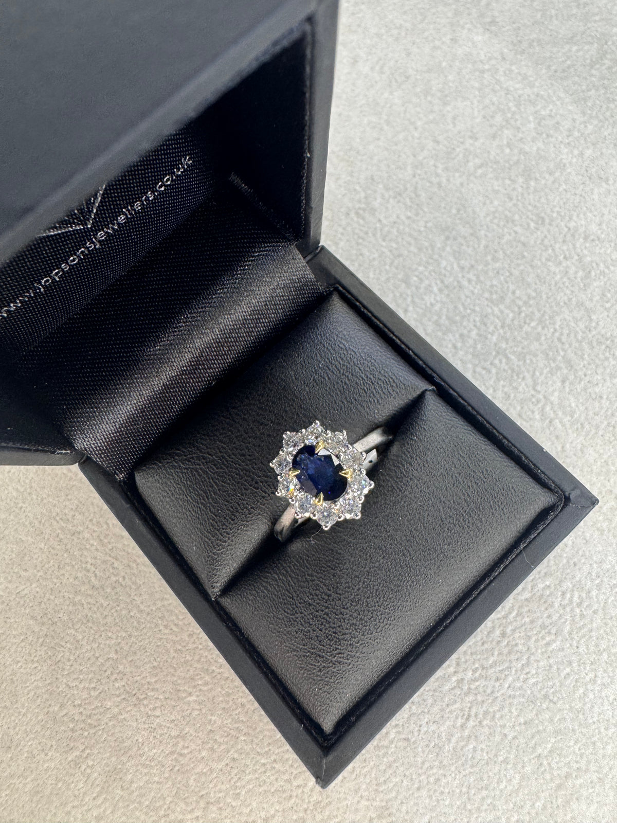 Platinum 1ct Sapphire and 0.70ct Diamond Cluster Ring