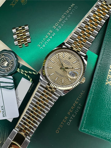 Rolex Datejust 36 Champagne Motif Baton Dial (2022 Box & Papers)