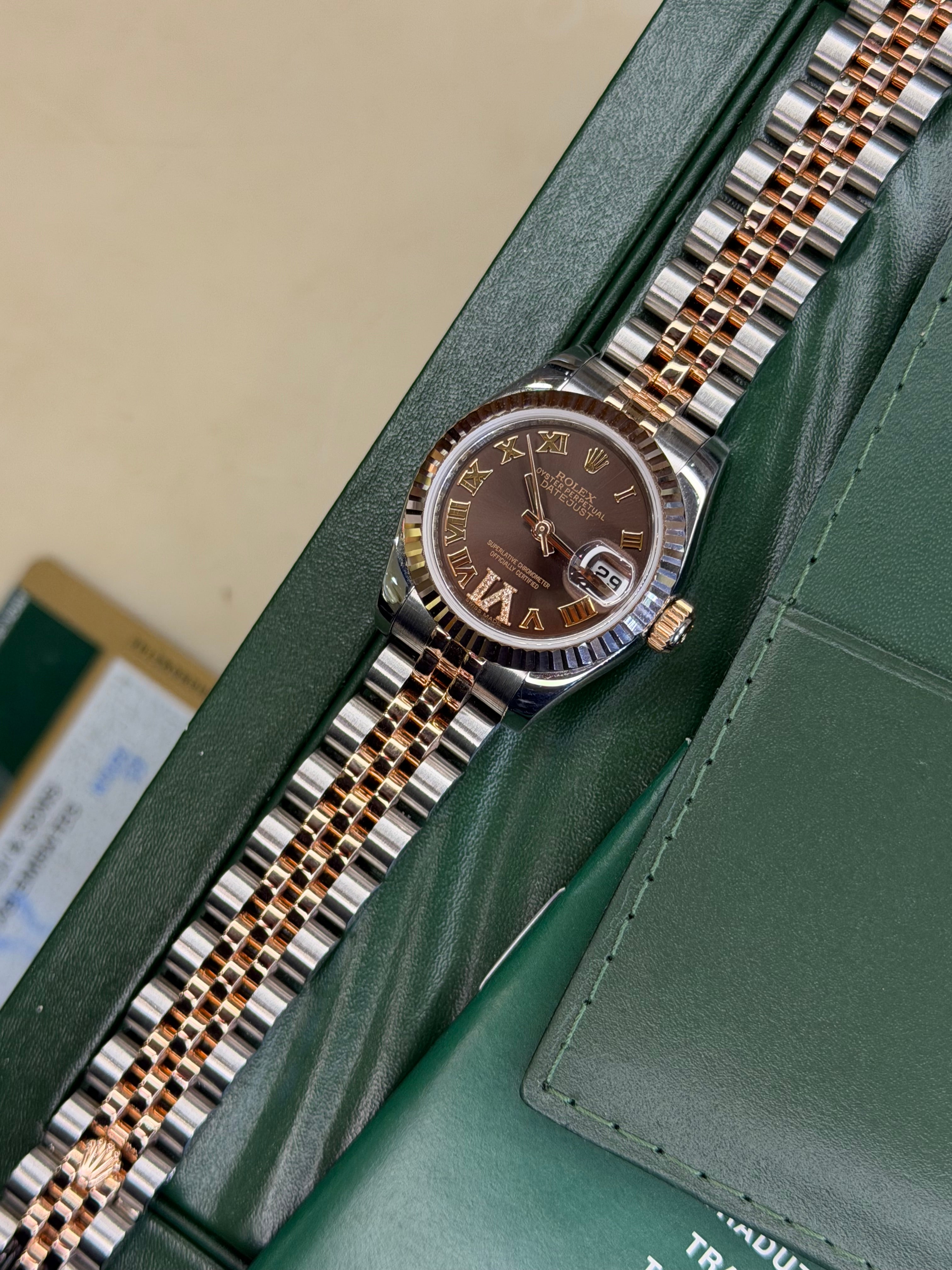 Rolex Datejust 26 Chocolate Dial Steel & Rose (2014 Box & Papers)