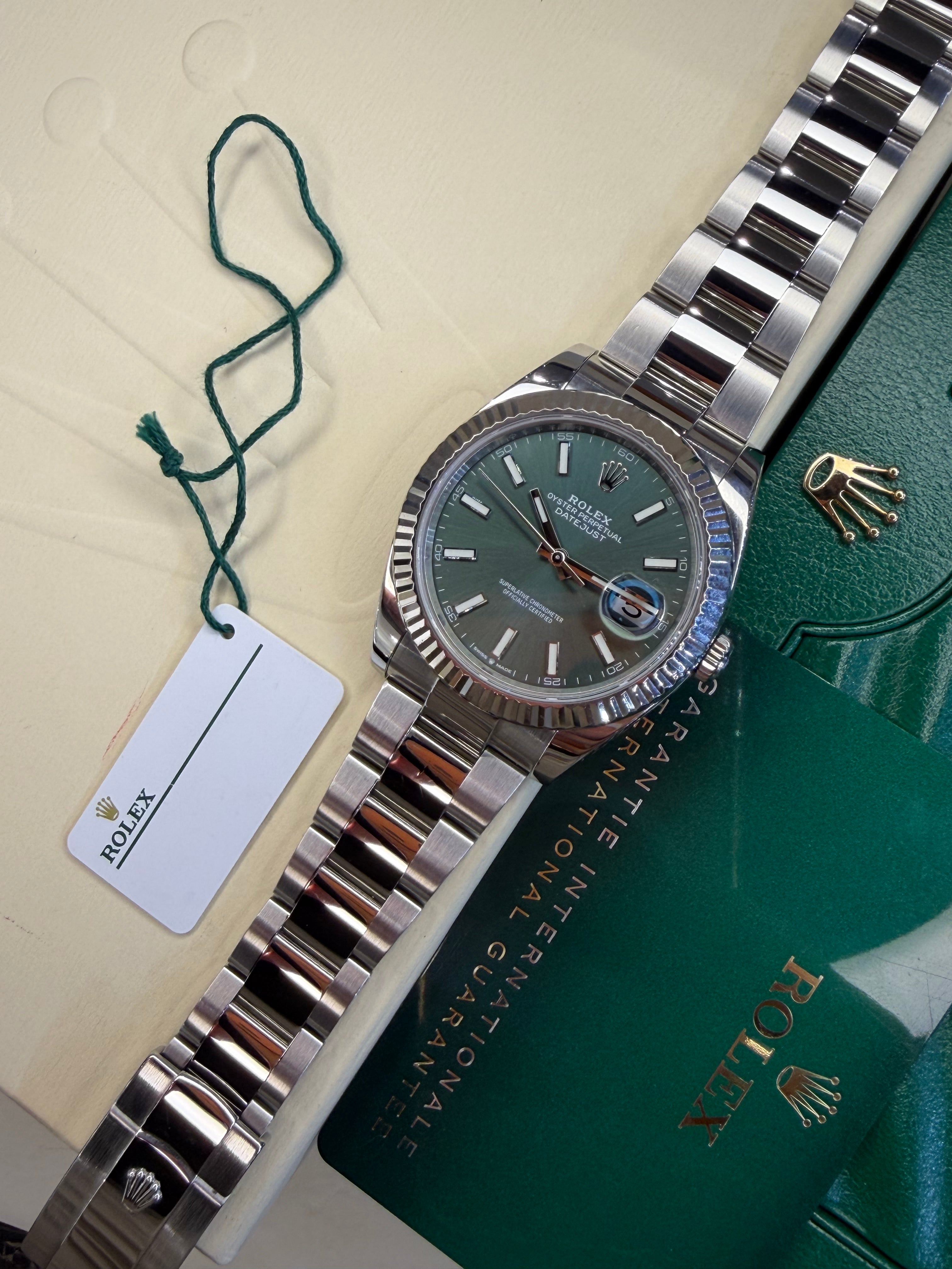 Rolex Datejust 41 Mint Green (2022 Box & Papers) 126334