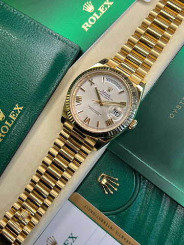 Rolex Day-Date 40 Silver Roman (2019 Box & Papers) 228238
