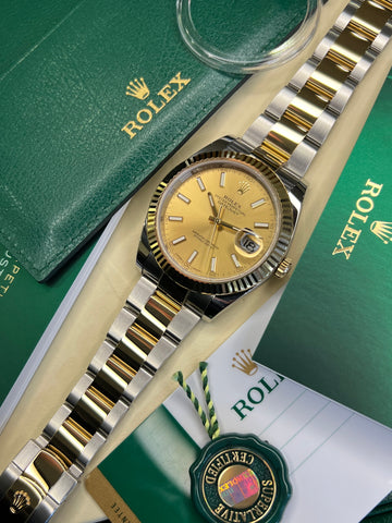 Rolex Datejust 41 Champagne Baton (2018 Box & Papers) 126333