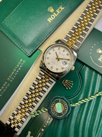 Rolex Datejust 36 Silver Jubilee Dial Steel & Gold (2007 Box & Papers)