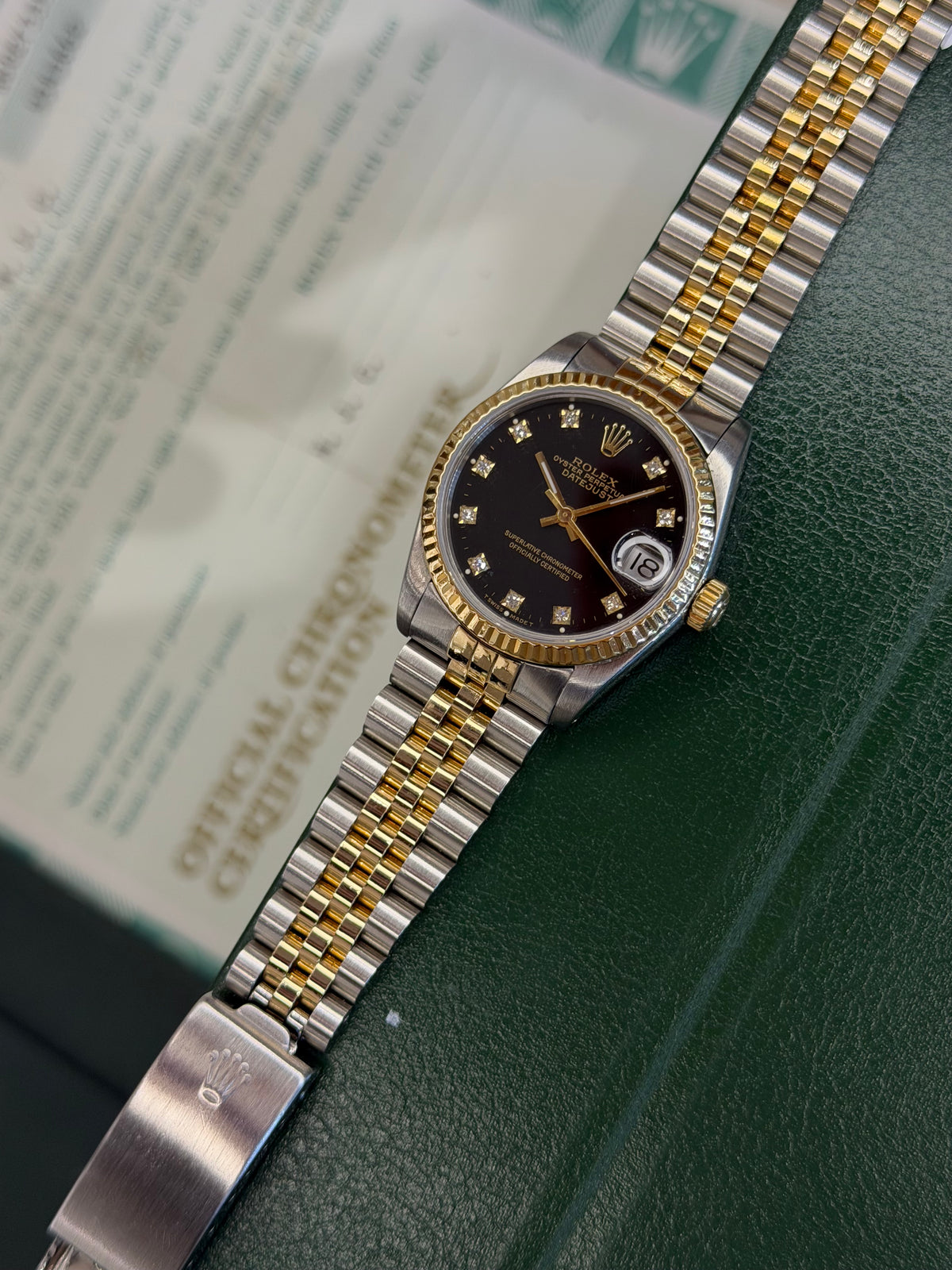 Rolex Datejust 31 Steel & Gold Black Dial (1988 Box & Papers)
