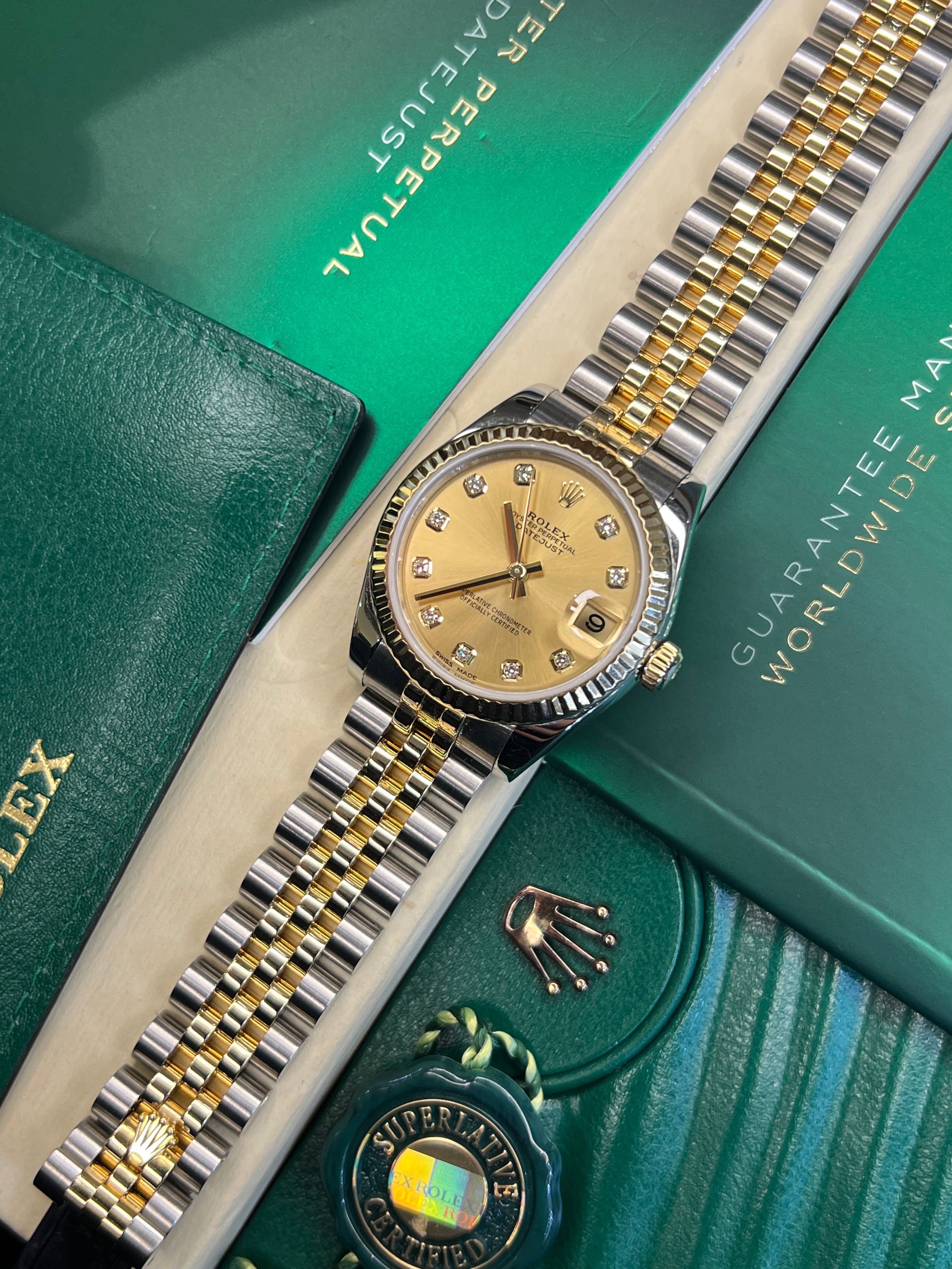 Rolex Datejust 31 Champagne Diamond (2018 Box & Papers - 2026 Service)