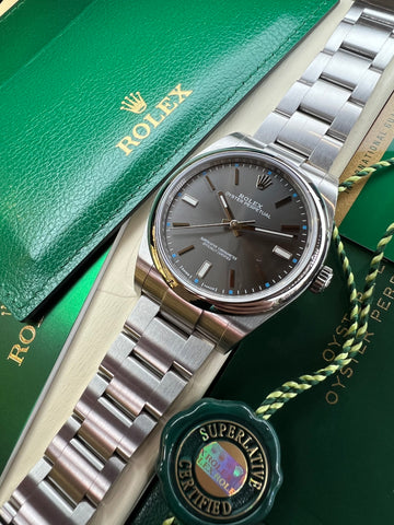 Rolex Oyster Perpetual 39 Grey Dial 2018 Box & Papers