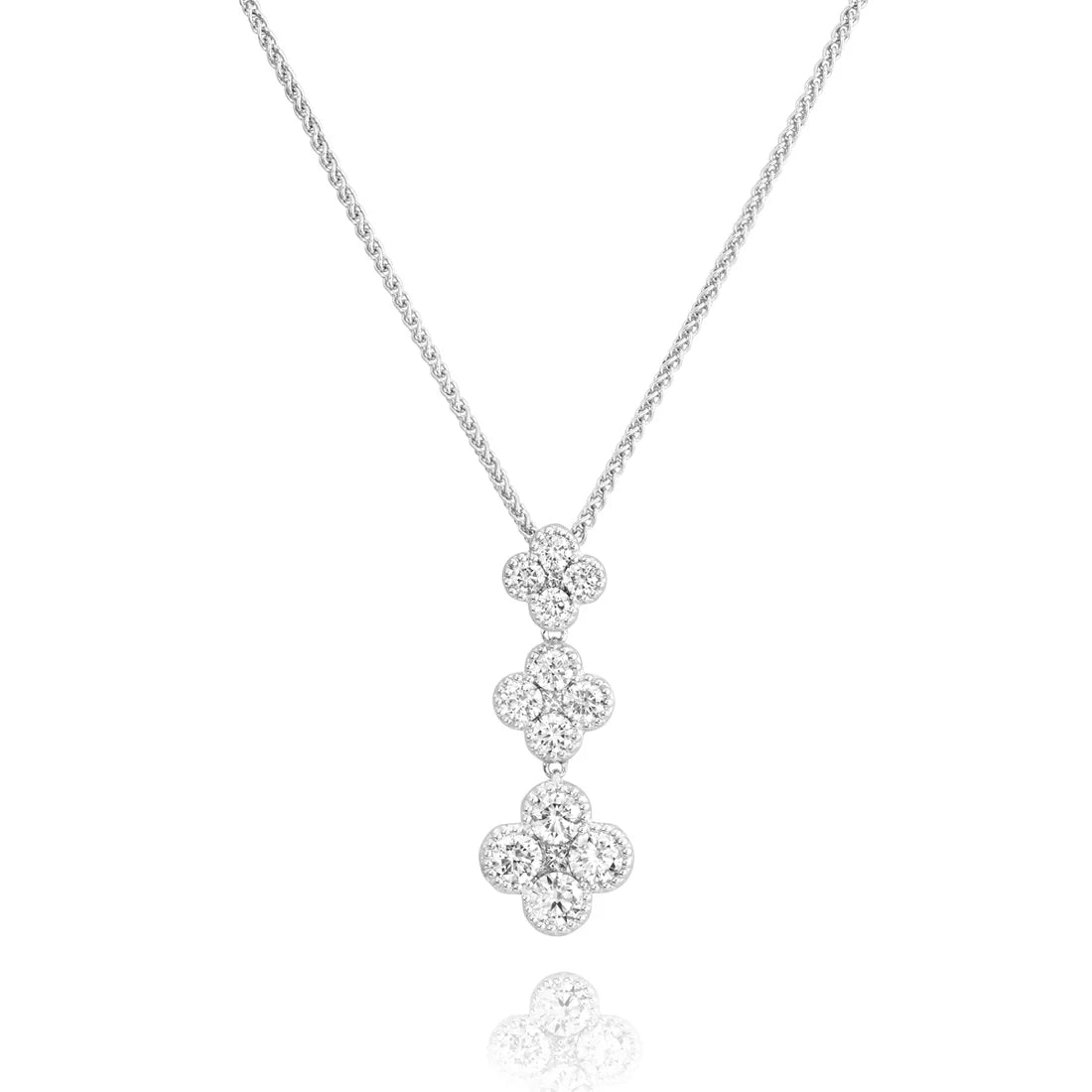 18ct White Gold Diamond Flower Style Pendant