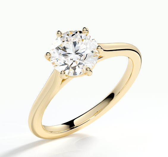 18ct yellow gold 1.50ct 6 claw Lab Grown Round Brilliant Diamond Ring