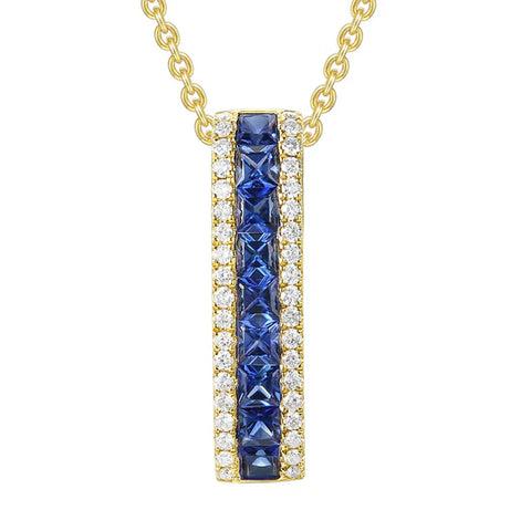 18ct Yellow Gold Sapphire and Diamond Pendant