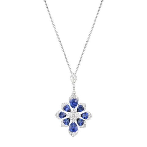 18ct White Gold Sapphire and Diamond Pendant