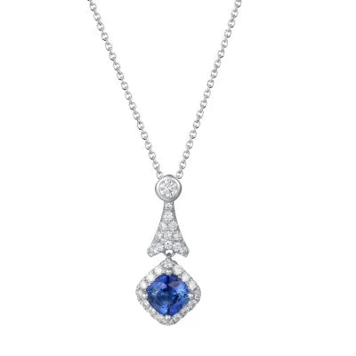 18ct White Gold Sapphire and Diamond Pendant